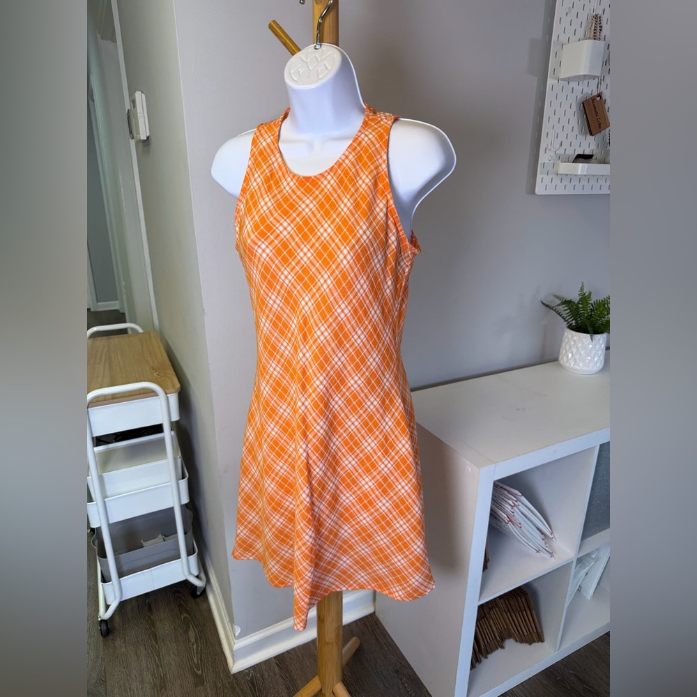 Vintage DBY Ltd Orange Plaid Sleeveless A-line Dress Sz 5
